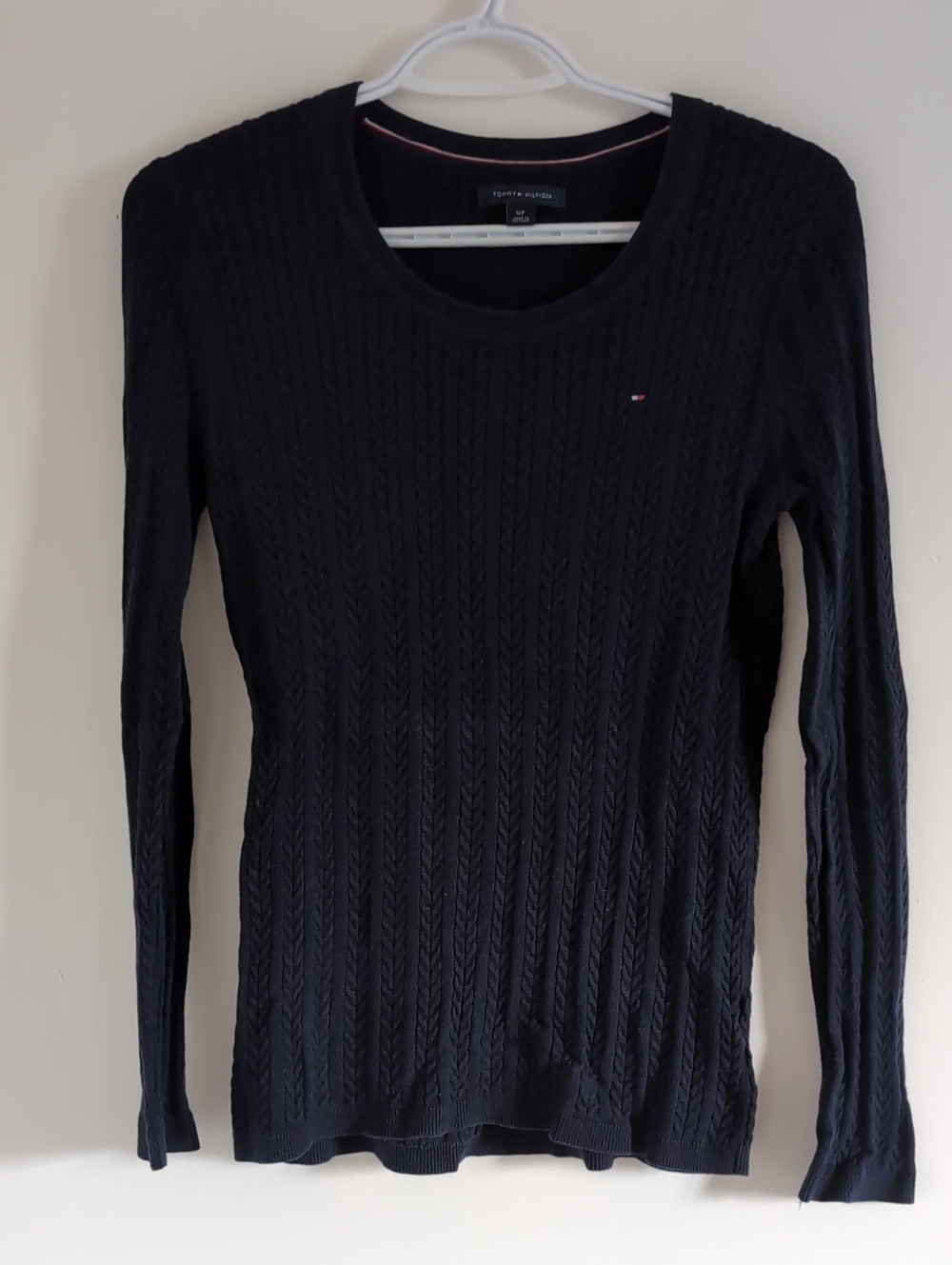 Tommy Hilfiger Women's Navy Cable Knit Crewneck Sweater